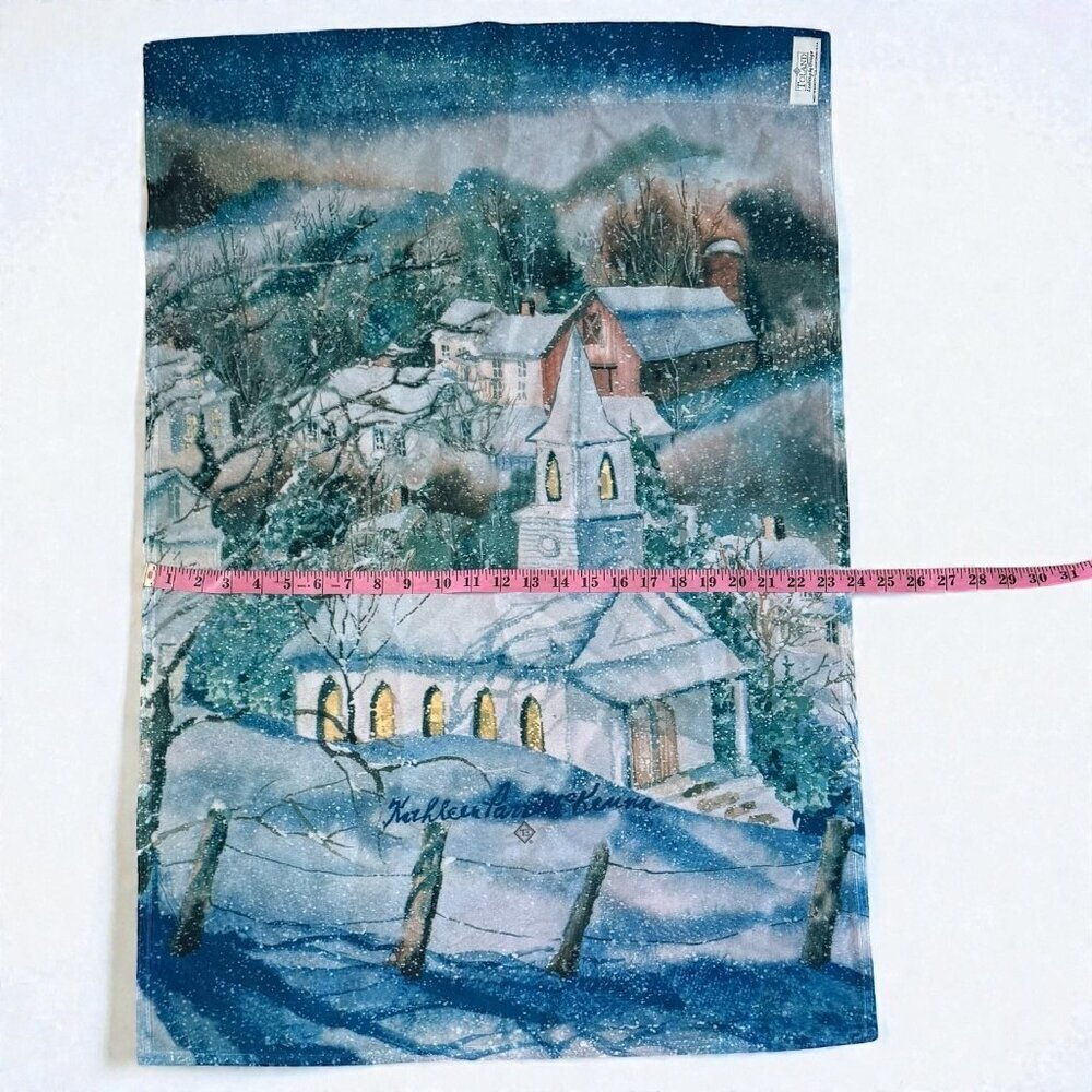 Winter Scene Toland Garden Flag Snowy Church Design Polyester 28" X 40" - Picture 4 of 6